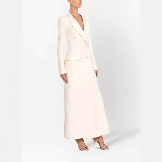Damen Maxikleid im Blazer‑Stil mit Doppelreiher Nord Taschen