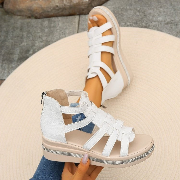 Damen Wedge-Sandalen mit komfortablem Fußbett und dekorativem Riemendesign Nord Taschen