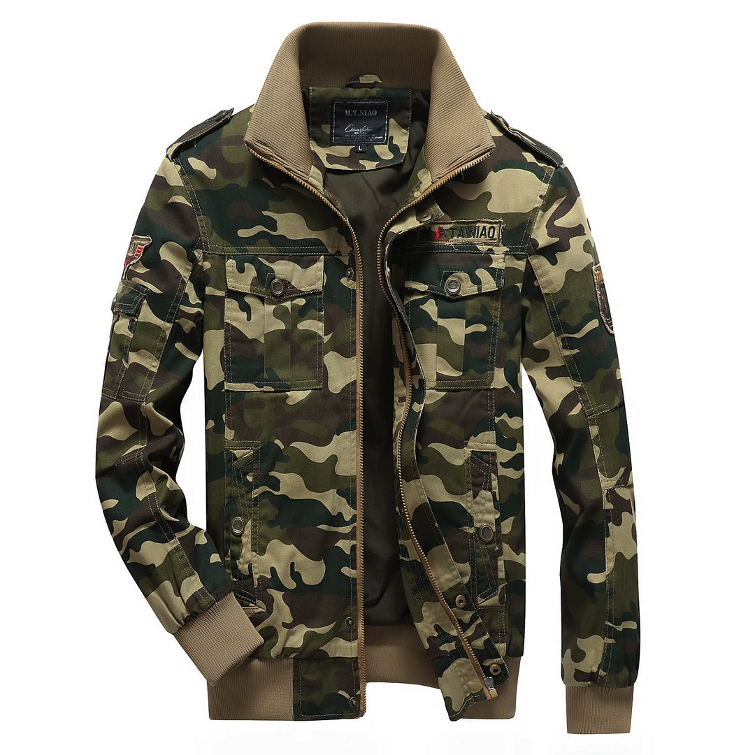 Herren Camo-Utility-Bomberjacke mit Stehkragen, Mehrfach-Taschen und Rippbündchen Nord Taschen