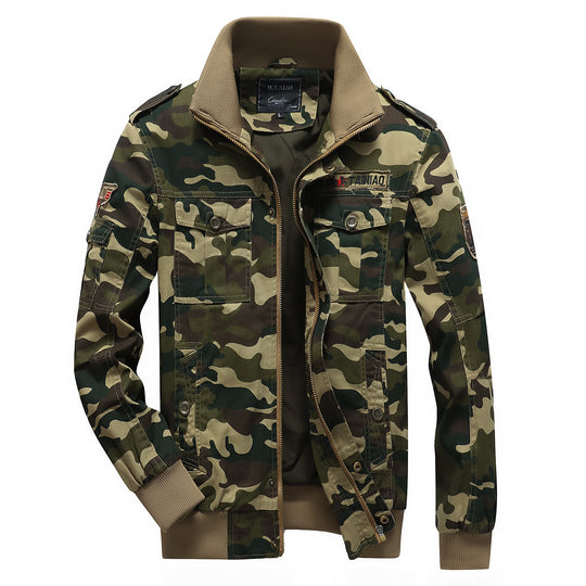 Herren Camo-Utility-Bomberjacke mit Stehkragen, Mehrfach-Taschen und Rippbündchen Nord Taschen