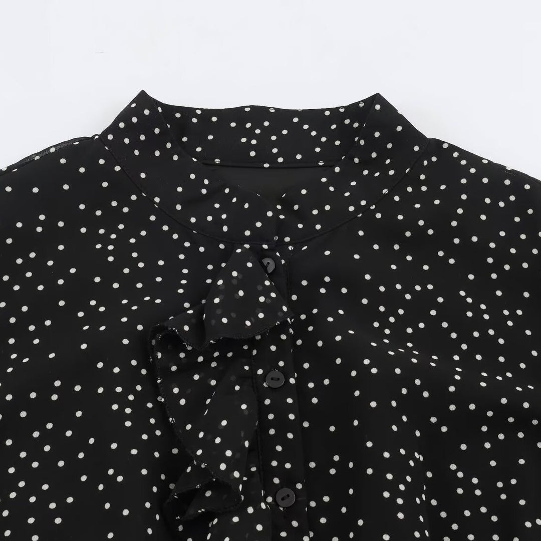 Damen Midikleid mit Rüschenfront, Stehkragen und ausgestelltem A-Linien‑Rock Nord Taschen