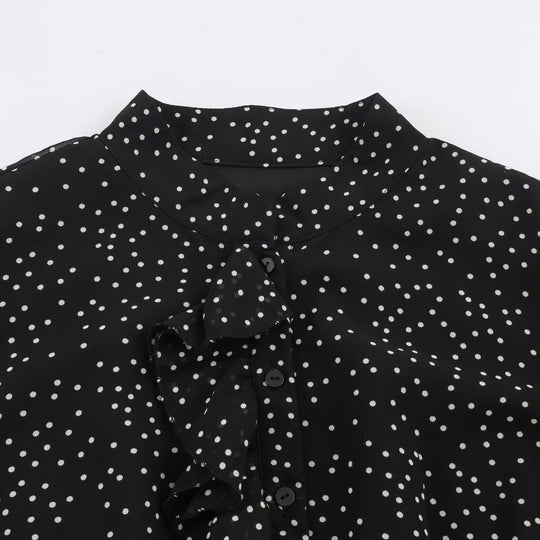 Damen Midikleid mit Rüschenfront, Stehkragen und ausgestelltem A-Linien‑Rock Nord Taschen