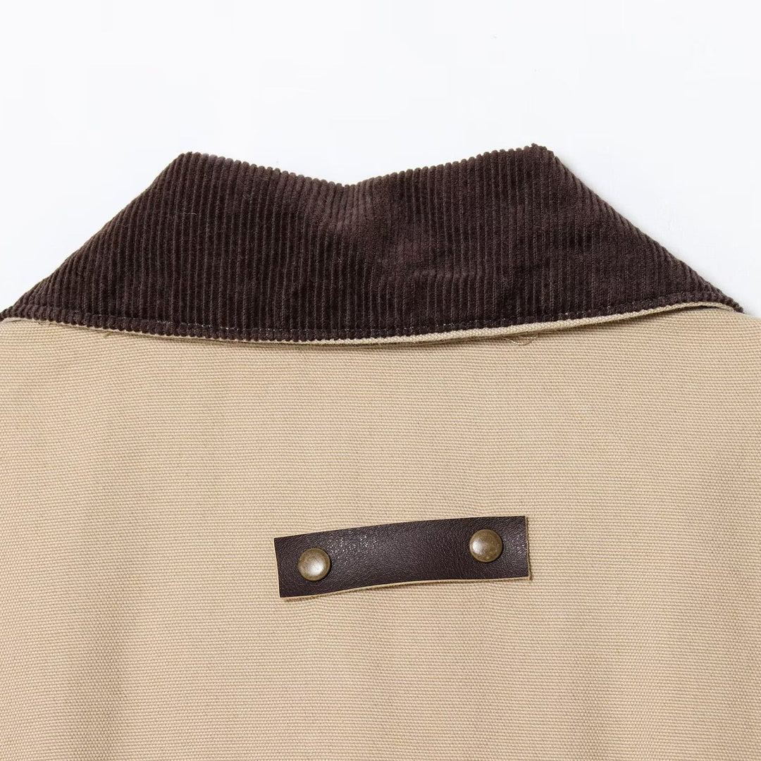 Damen Cropped-Workjacke mit Cordkragen, aufgesetzten Taschen und Tunnelzug Nord Taschen