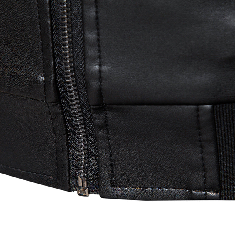 Herren Kunstleder-Bomberjacke im Slim-Fit mit Rippbündchen und verdecktem Reißverschlussleiste Nord Taschen