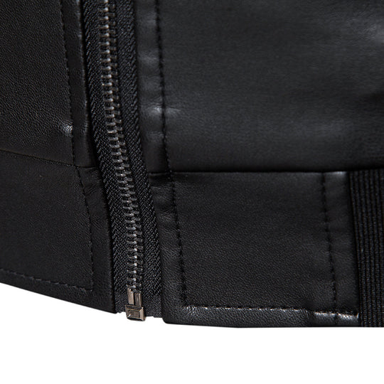 Herren Kunstleder-Bomberjacke im Slim-Fit mit Rippbündchen und verdecktem Reißverschlussleiste Nord Taschen