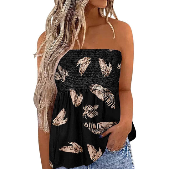 Damen Bandeau-Top mit floralem Einsatz
