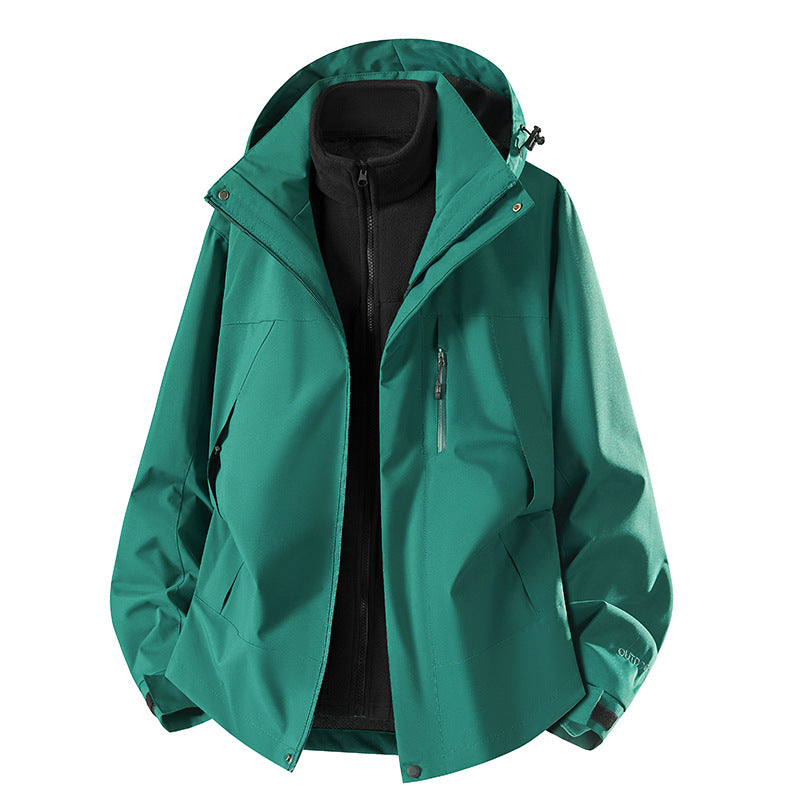 Herren zweiteilige Softshelljacke mit herausnehmbarer Fleece-Innenjacke, verstellbarer Kapuze und wasserabweisender Membran Nord Taschen
