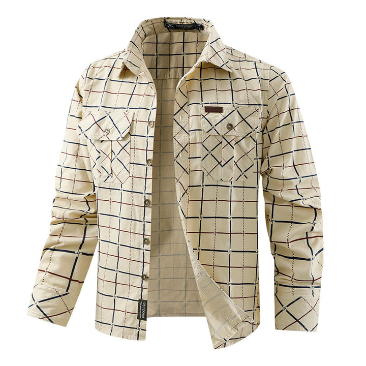 Herren  kariertes Overshirt mit leichtem Thermofutter und doppelten Klappbrusttaschen Nord Taschen