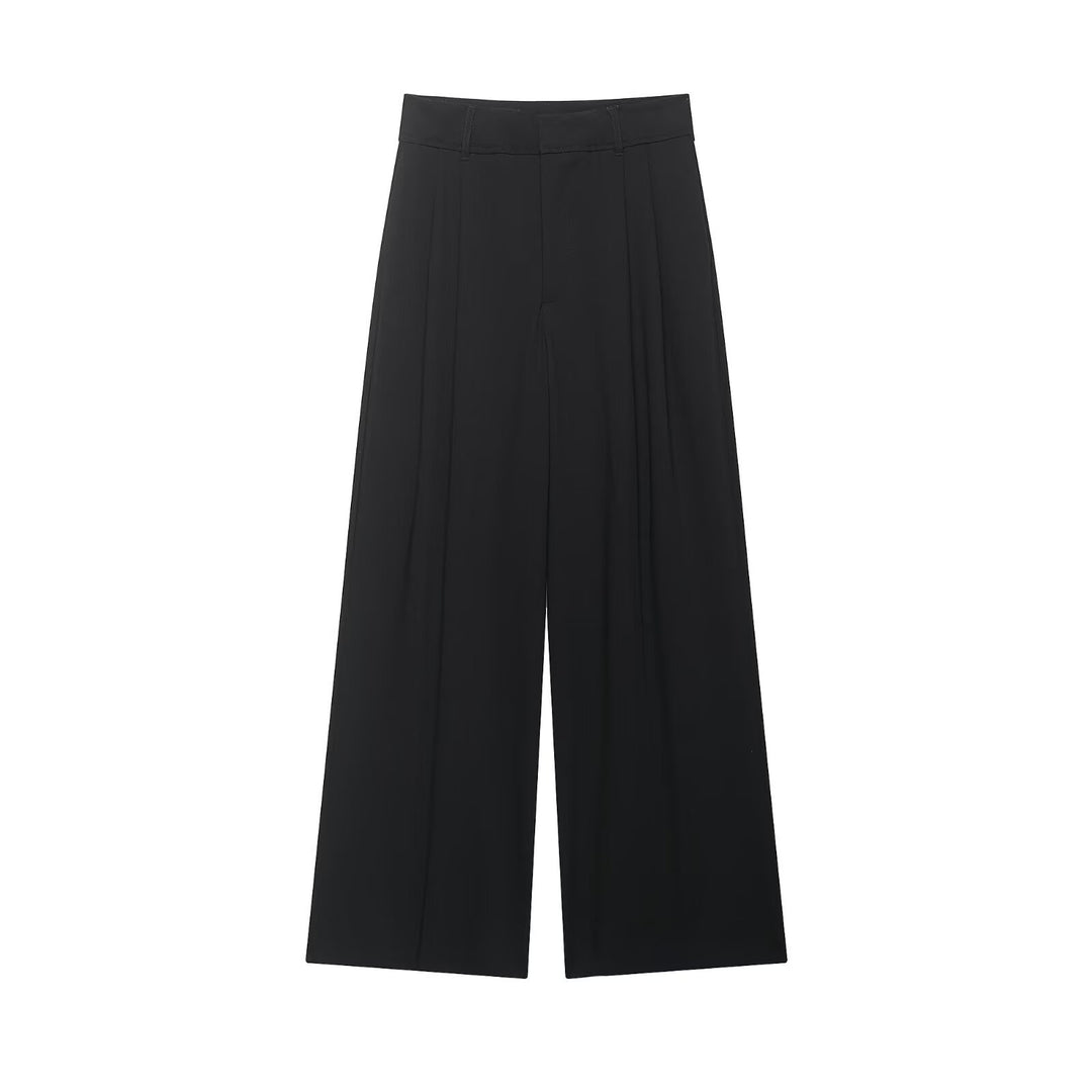 Damen Hochtaillierte weite Palazzohose mit Bundfalten und eleganter Falllinie Nord Taschen