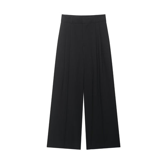 Damen Hochtaillierte weite Palazzohose mit Bundfalten und eleganter Falllinie Nord Taschen