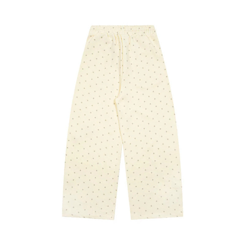 Damen Weite Lounge-Hose mit elastischem Bund, Sternenallover und Pfoten-Applikation Nord Taschen