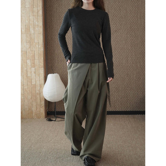 Damen Schmal geschnittenes Longsleeve aus feinem Jersey mit Rundhalsausschnitt Nord Taschen