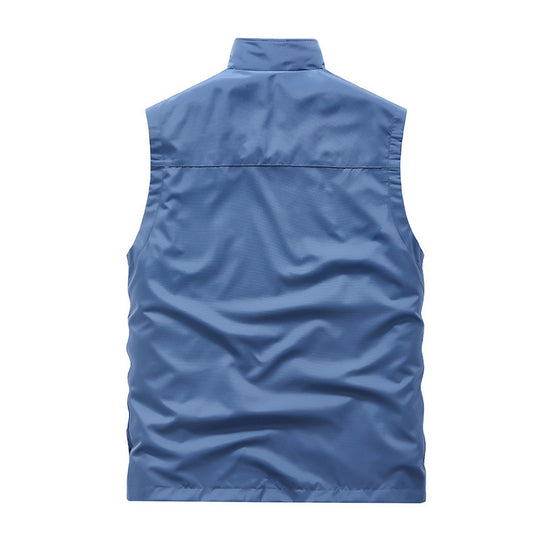 Herren Ärmellose Softshell-Utility‑Weste mit hohem Stehkragen, Zwei‑Wege‑Reißverschluss und verdeckten Taschen Nord Taschen