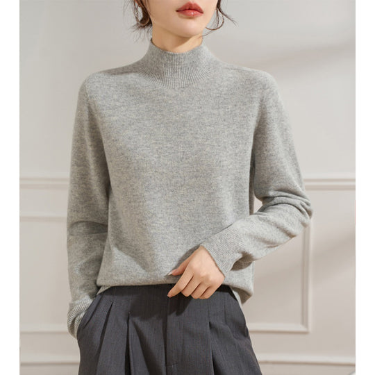 Damen Feiner Feinstrick-Pullover mit kurzem Stehkragen und Kaschmir-Optik Nord Taschen