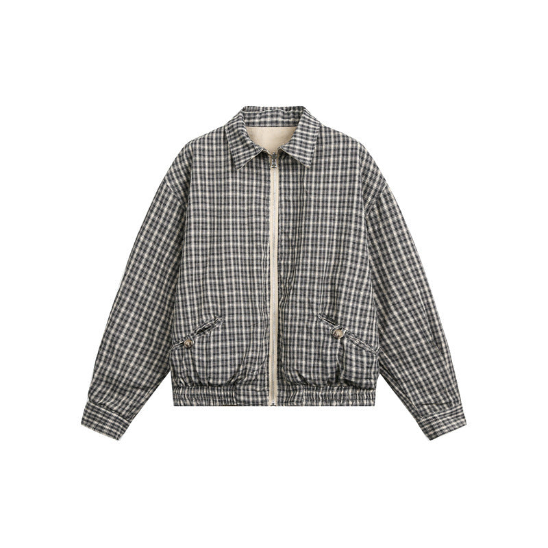 Unisex Kurzjacke im Harrington‑Stil mit Reißverschluss und kariertem Futter Nord Taschen