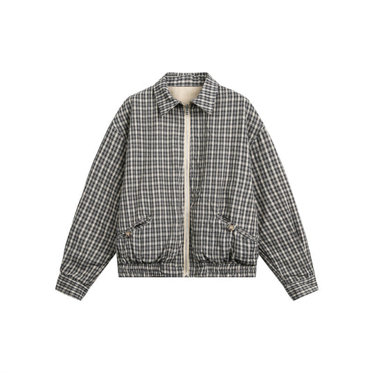 Unisex Kurzjacke im Harrington‑Stil mit Reißverschluss und kariertem Futter Nord Taschen