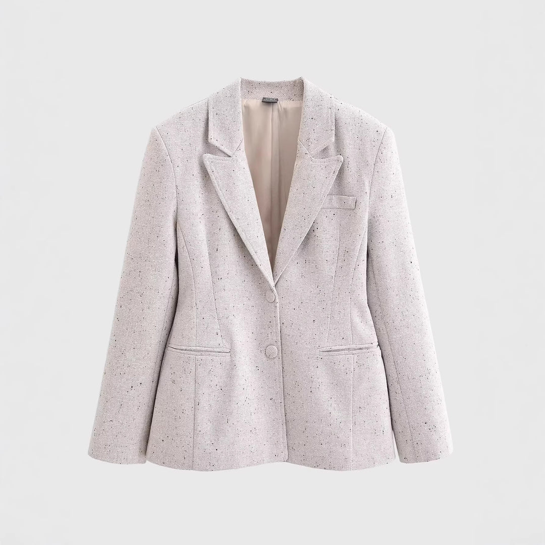 Damen Taillierter Bouclé‑Blazer mit Wiener Nähten und verdeckter Knopfleiste Nord Taschen