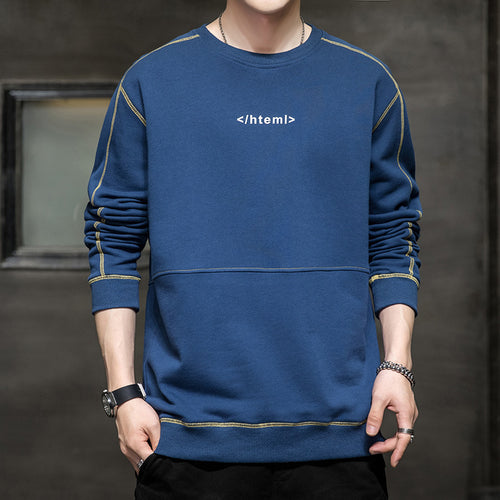 Herren lockeres Oversize‑Sweatshirt mit Kontrastnähten und Code‑Print Nord Taschen