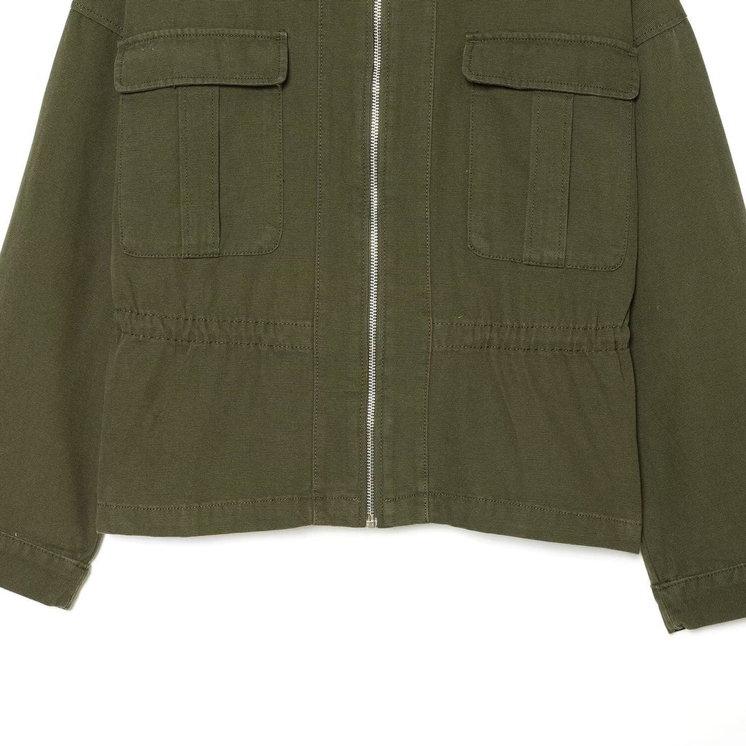 Damen Cropped Fieldjacke mit durchgehendem Reißverschluss, Pattentaschen und Tunnelzugtaillierung Nord Taschen