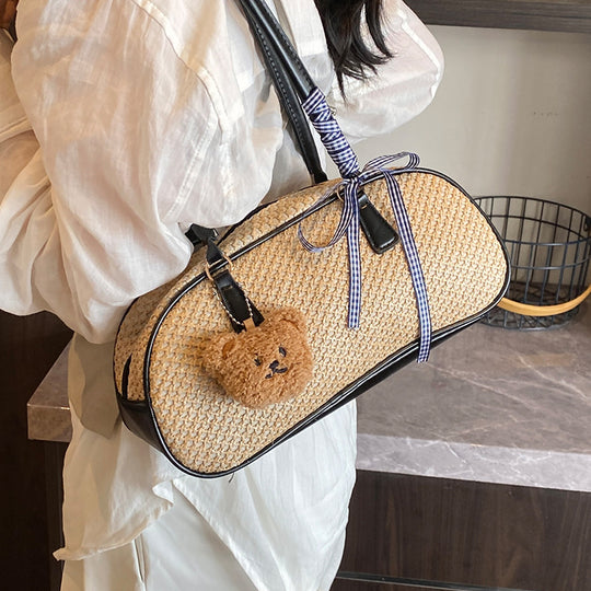 Damen Jute-Handtasche mit bezauberndem Tiermotiv Nord Taschen
