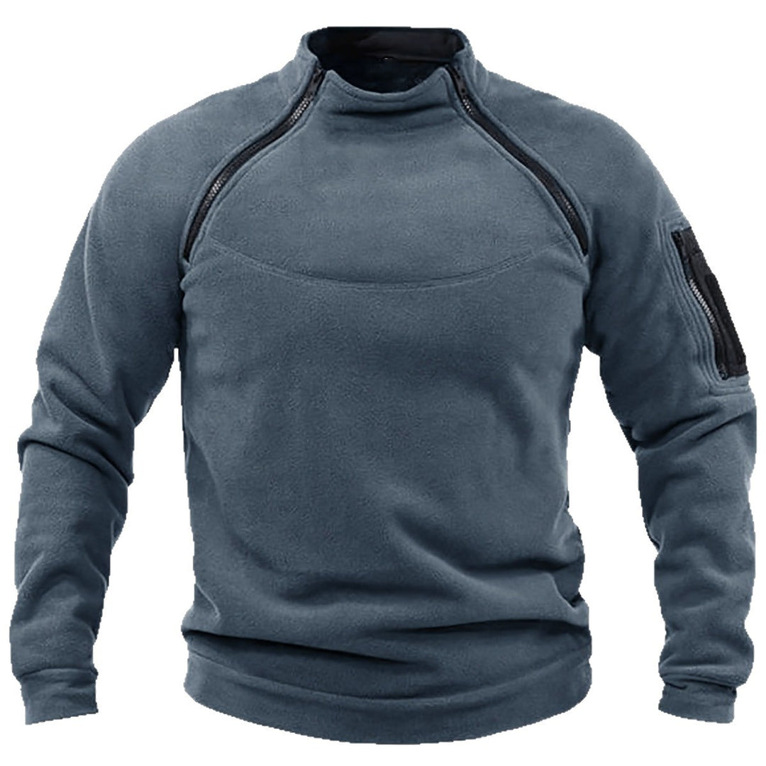 Herren Thermo-Fleecepullover mit Schulterreißverschlüssen, Stehkragen & Ärmel‑Utilitytasche Nord Taschen