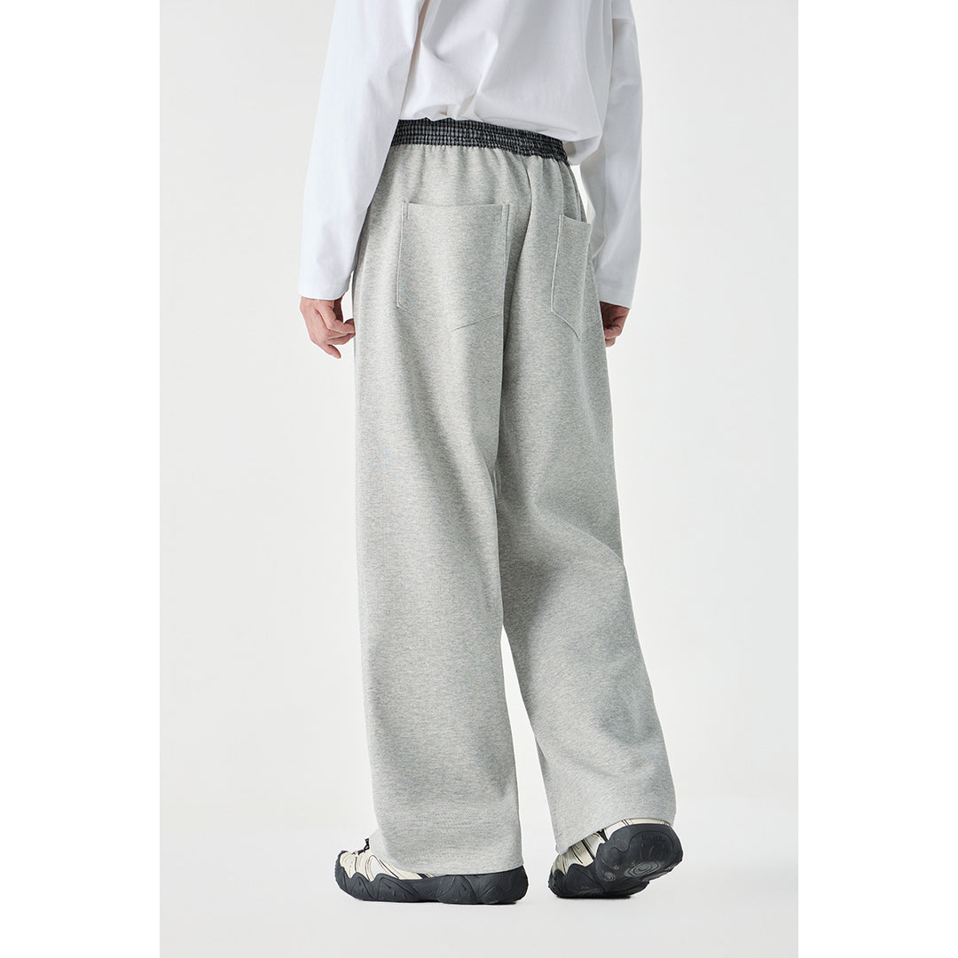 Damen Leichte Sweatpants mit hohem Gummibund, Karomusterbesatz und weitem Cropped Schnitt Nord Taschen