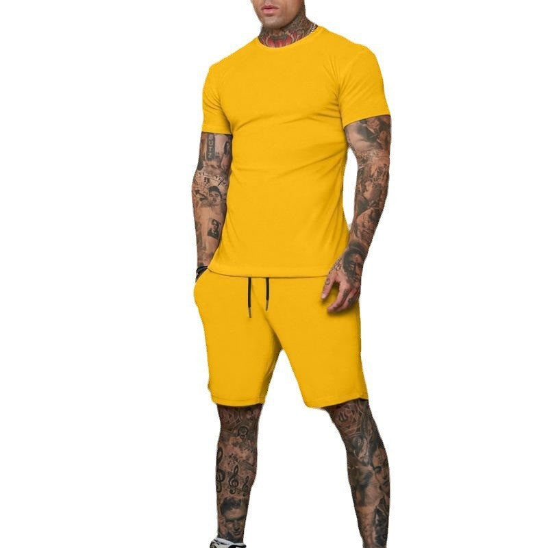Herren Sportliches Kurzarm- und Shorts-Set mit kontrastierenden Details