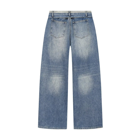 Damen Weite Ripped Denim‑Jeans mit Knie‑Löchern und hoher Leibhöhe Nord Taschen
