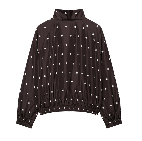Damen Leichte wattierte Windjacke mit Stehkragen und Polka‑Dot‑Print Nord Taschen