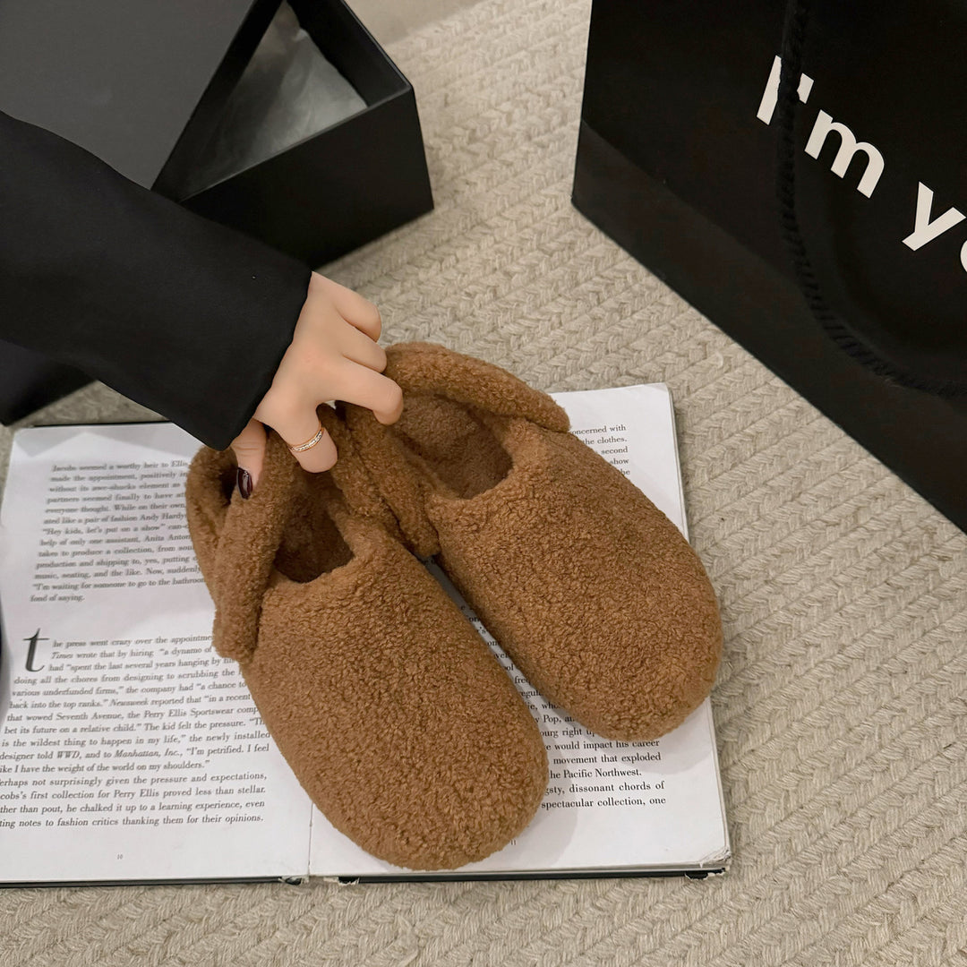 Damen Gefütterte Teddy-Pantoletten mit Umschlag und gepolstertem Komfortfußbett Nord Taschen