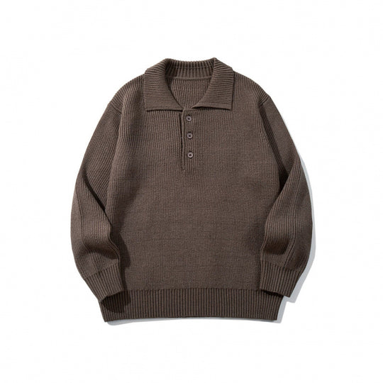 Herren Feinstrick-Polo-Pullover mit Hemdkragen, Knopfleiste und geripptem Saum Nord Taschen