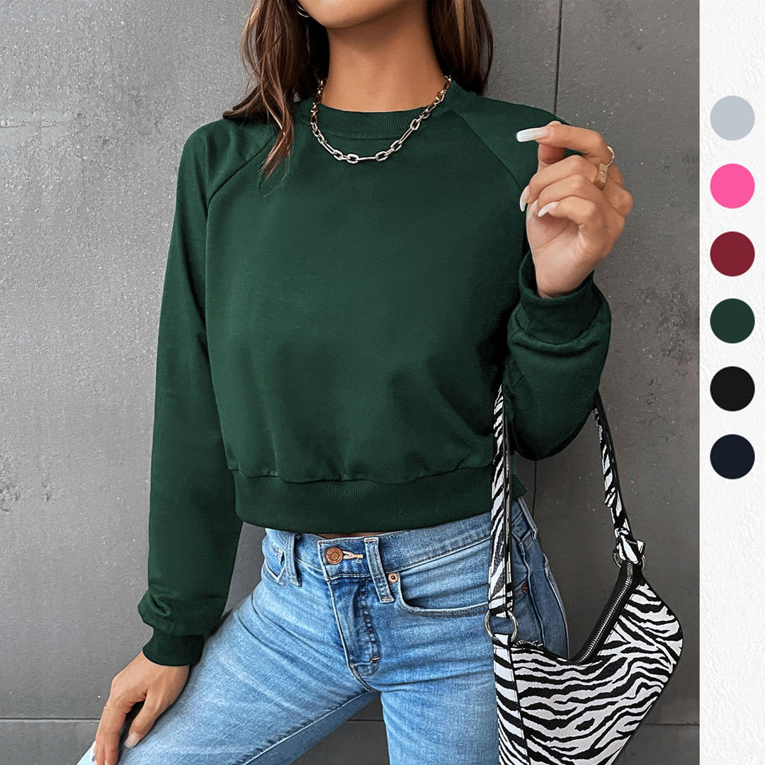 Damen Cropped Sweatshirt aus Baumwollmix mit Raglanärmeln Nord Taschen
