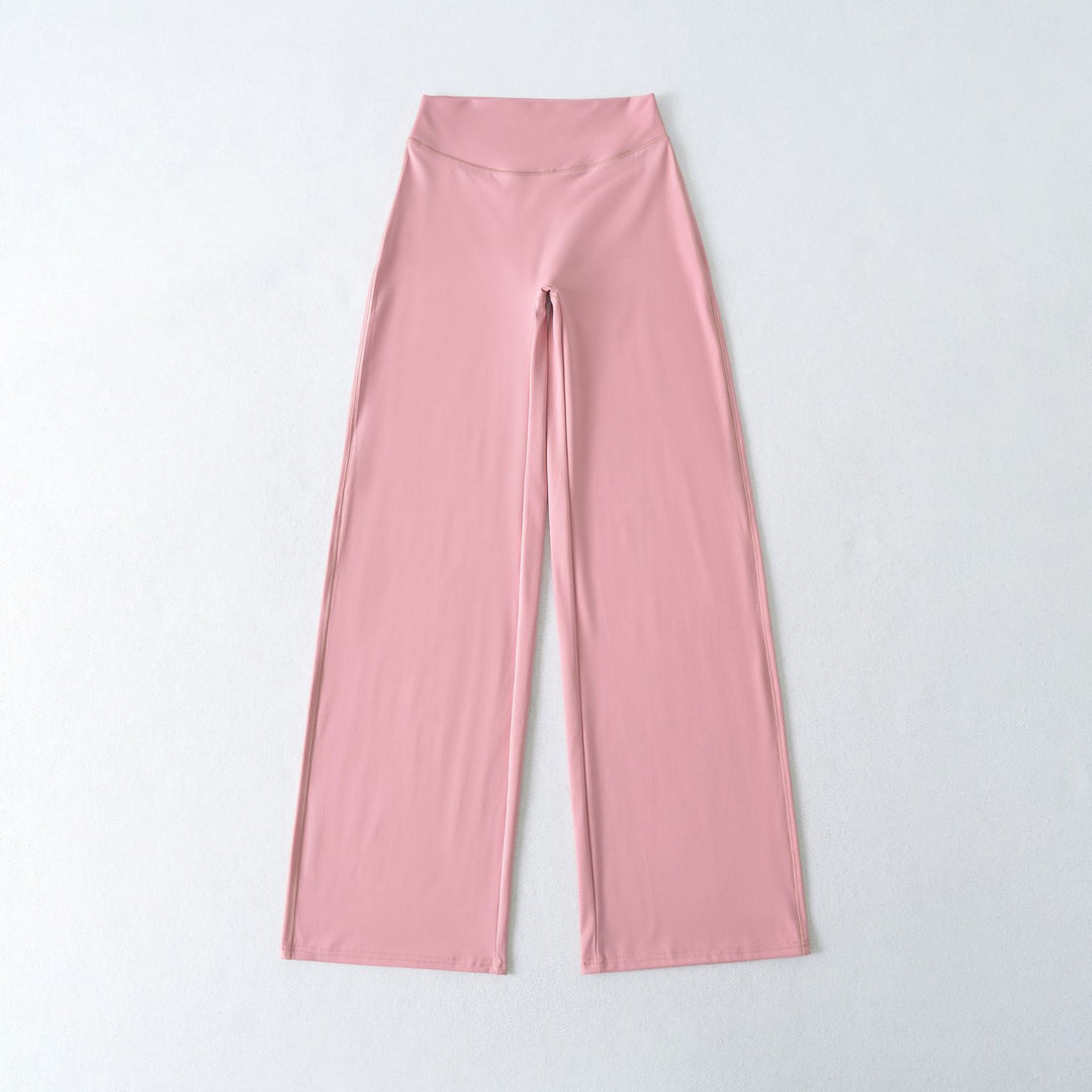 Damen Weite High Waist Loungehose aus Stretchjersey mit fließendem Schlag Nord Taschen