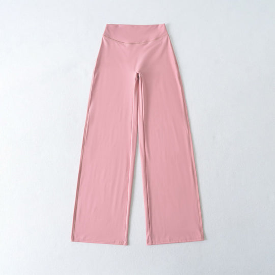Damen Weite High Waist Loungehose aus Stretchjersey mit fließendem Schlag Nord Taschen
