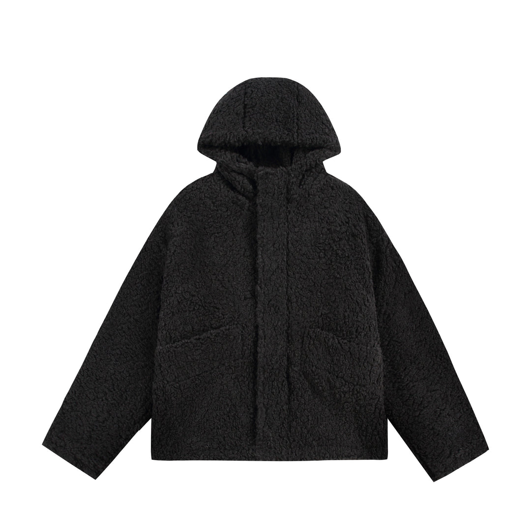 Damen Oversize Sherpa‑Kapuzenjacke mit verdeckter Frontblende und aufgesetzten Taschen Nord Taschen