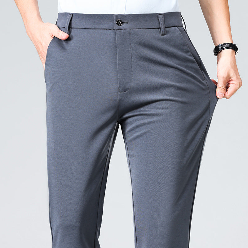 Herren Elegante gerade geschnittene Stretch-Businesshose mit Bügelfalte Nord Taschen