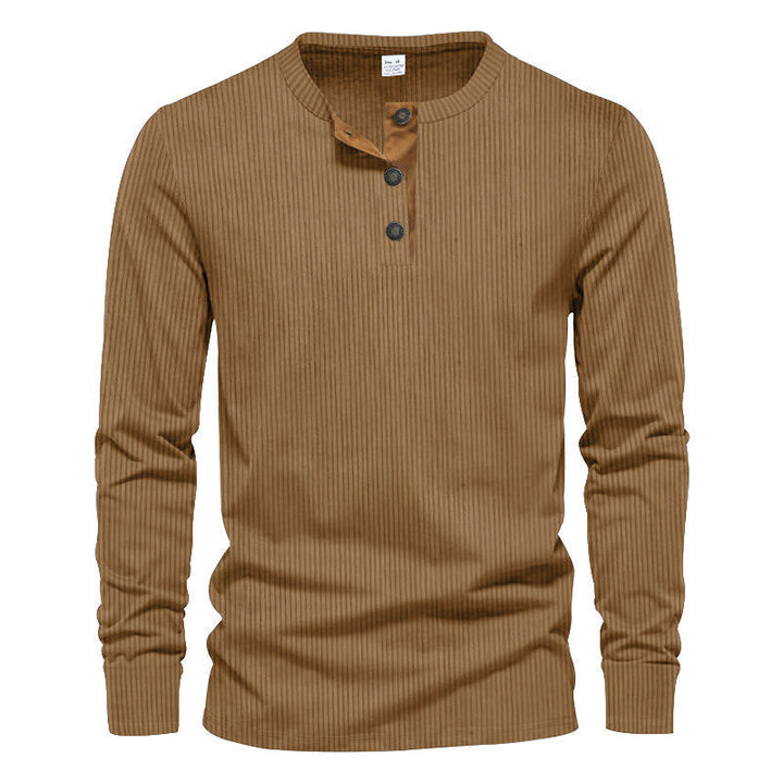 Herren Langarm-Henley-Shirt mit strukturiertem Design