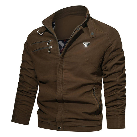 Herren leichtes Canvas‑Utility‑Blouson mit Stehkragen, asymmetrischer Brustreißverschlusspartie und Zier‑Reißverschlüssen Nord Taschen