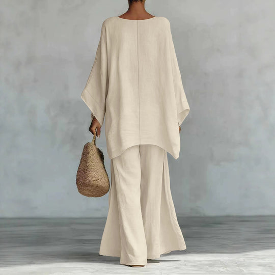 Damen Lässiges Oversize-Kaftanoberteil mit weiten Palazzohosen Nord Taschen