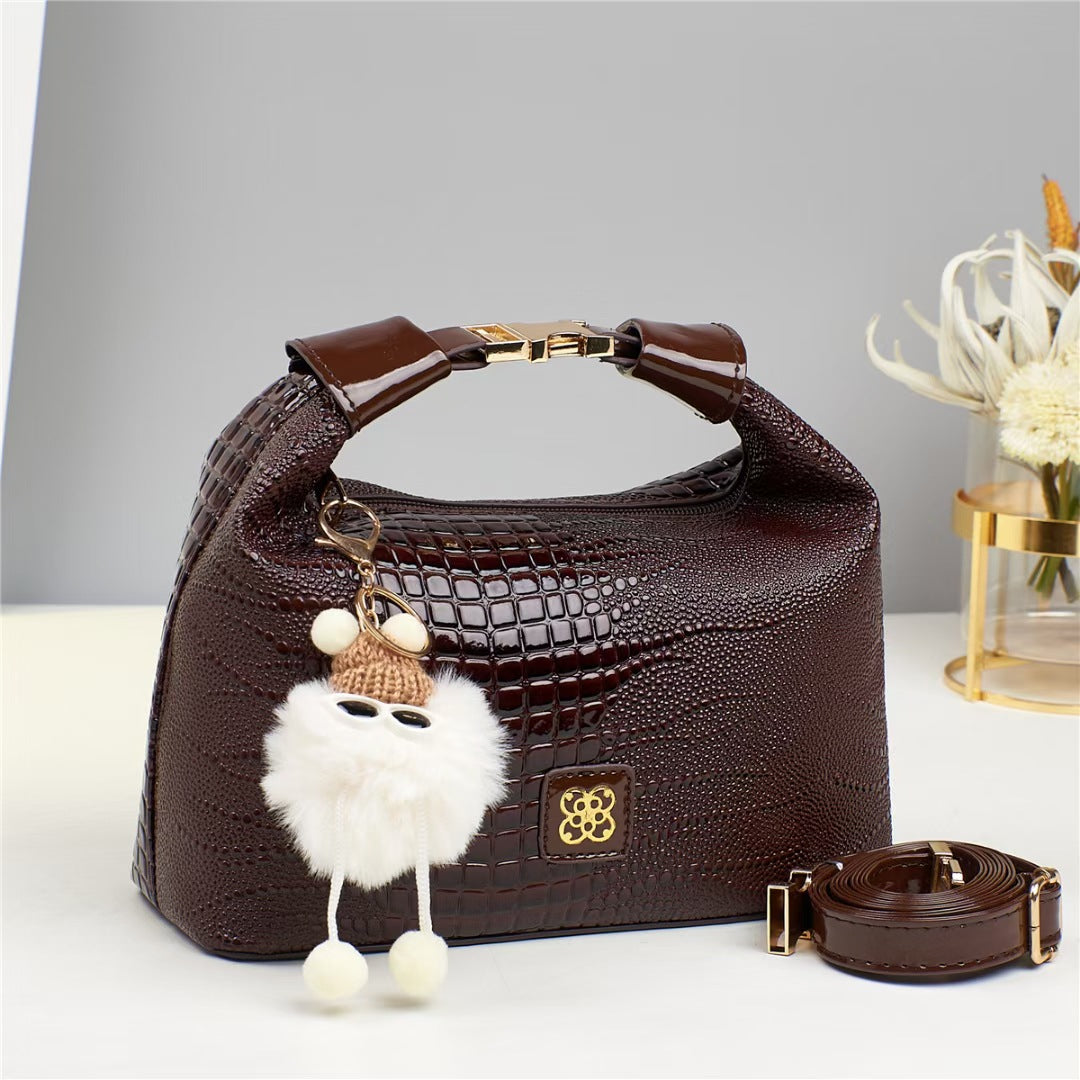 Damen Handtasche mit strukturiertem Krokodilleder und abnehmbarem Tragegurt Nord Taschen