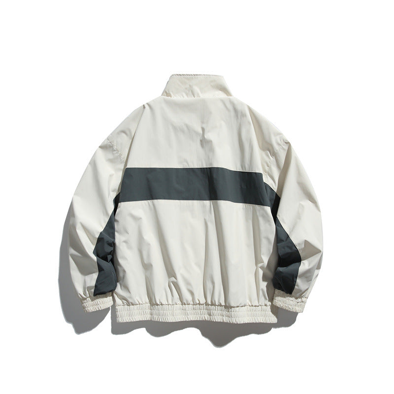 Herren Sportliche Retro-Trainingsjacke mit Streifendetail und Stehkragen Nord Taschen