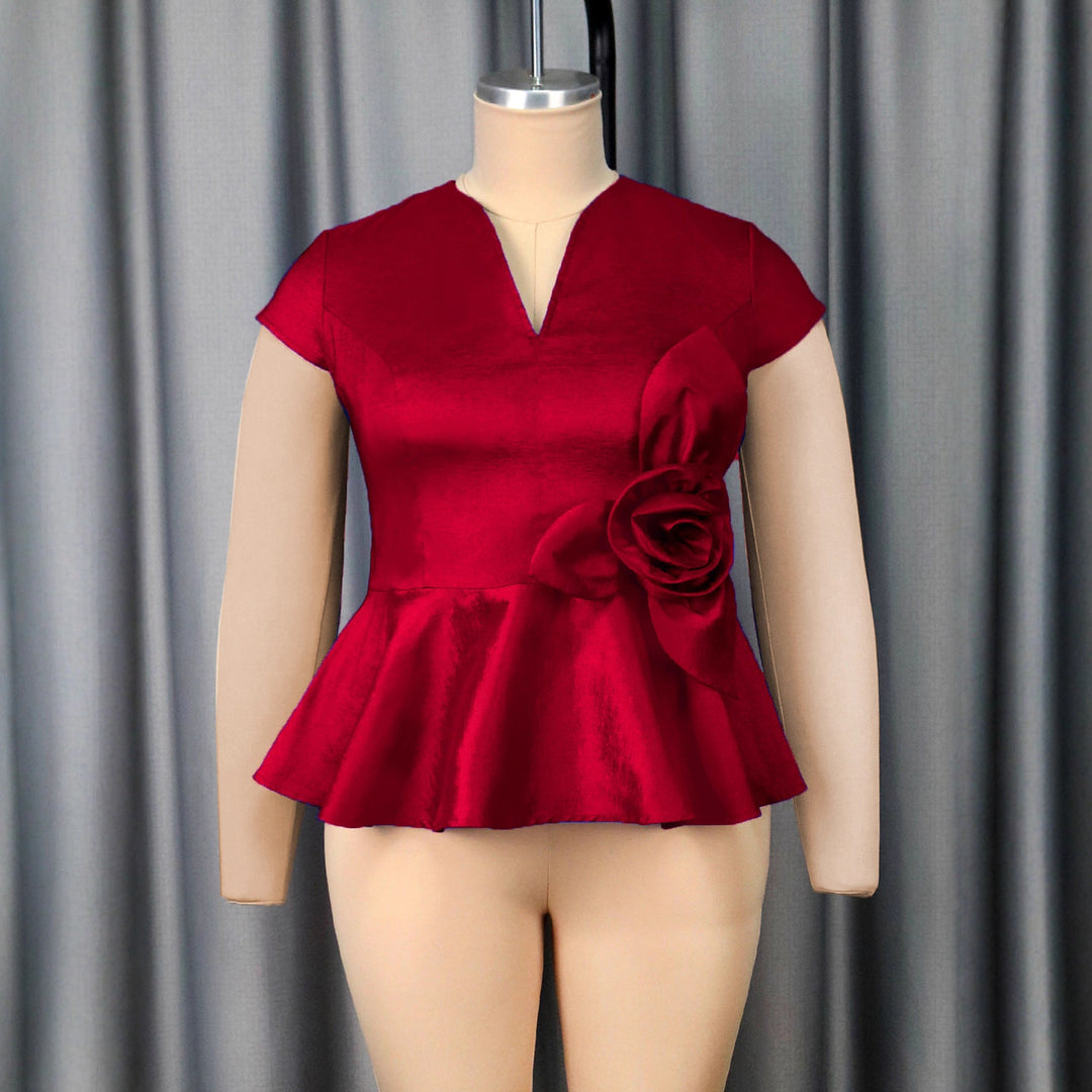Damen elegantes Peplum-Oberteil mit floralem Detail Nord Taschen