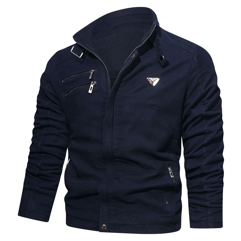 Herren leichtes Canvas‑Utility‑Blouson mit Stehkragen, asymmetrischer Brustreißverschlusspartie und Zier‑Reißverschlüssen Nord Taschen
