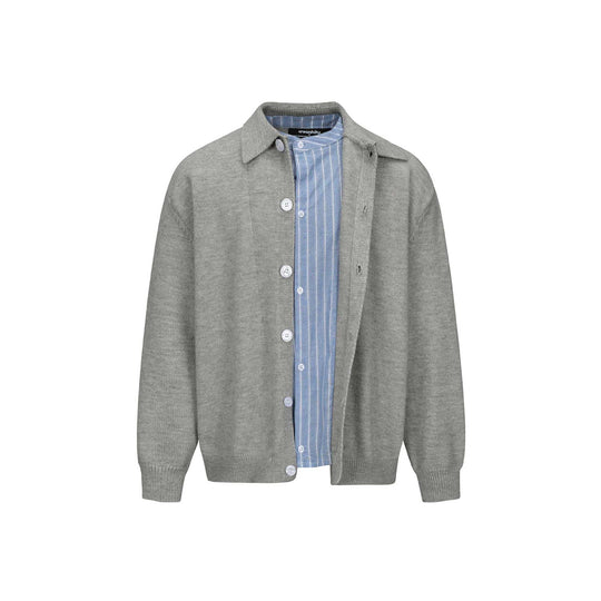 Herren Strick-Cardigan mit Hemdkragen, durchgehender Knopfleiste und geripptem Saum Nord Taschen