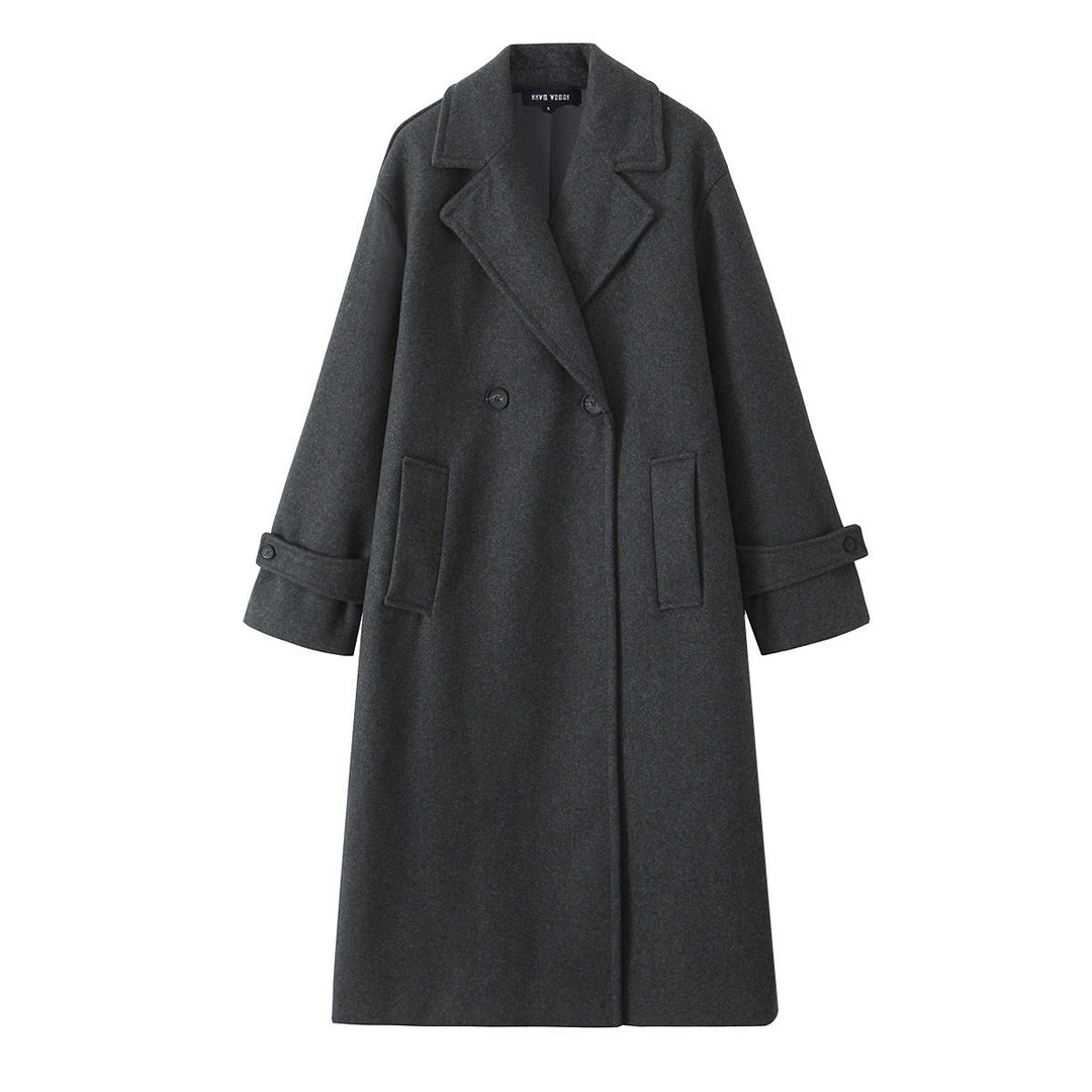 Damen 90+ doppelreihiger Wollmix-Mantel mit Oversize-Schnitt und Reverskragen Nord Taschen