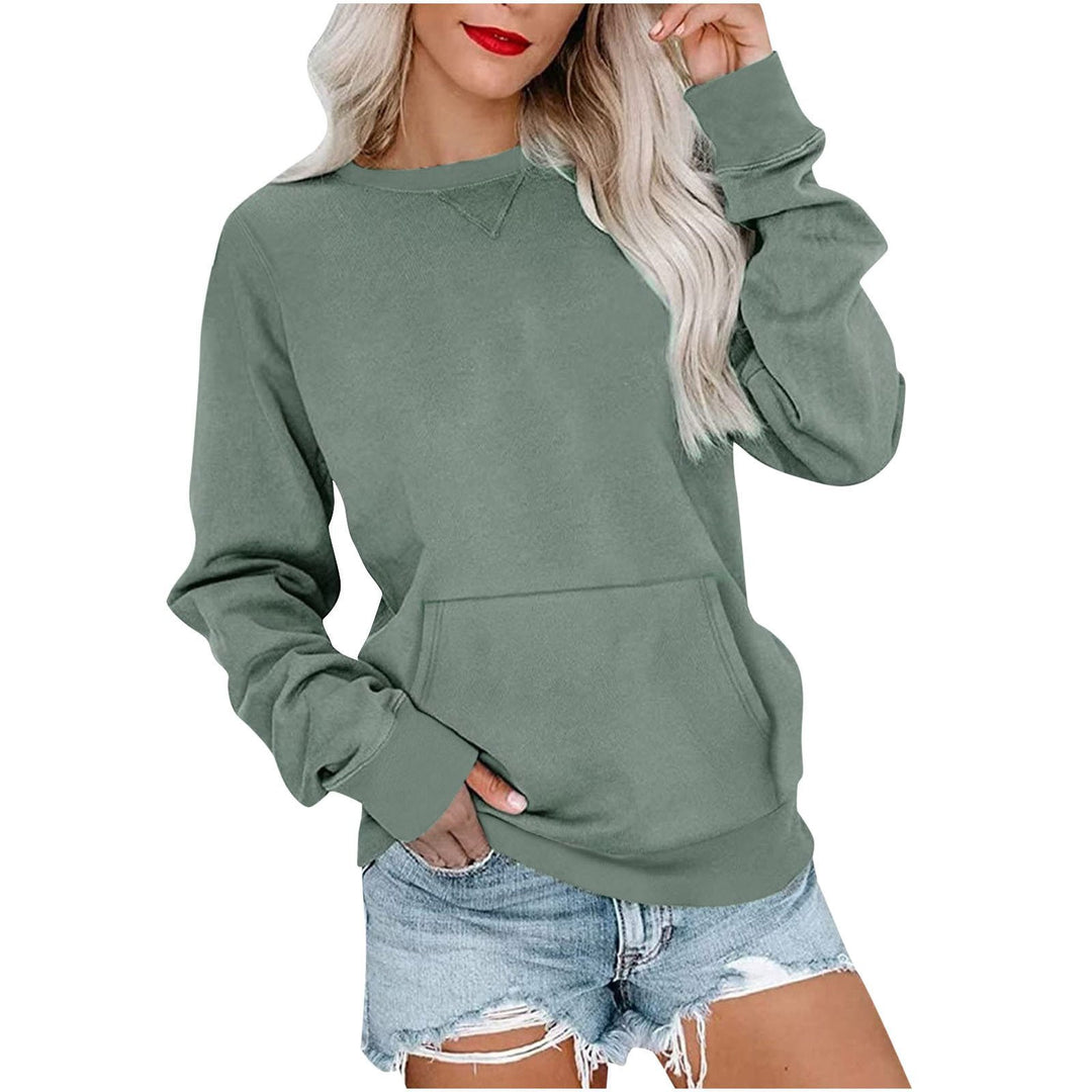 Damen Lockeres Sweatshirt mit Rundhalsausschnitt und Kängurutasche Nord Taschen