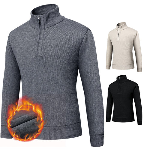 Herren Thermo-gefütterter Halbzip-Pullover mit Stehkragen und wärmender Fleece-Innenseite Nord Taschen