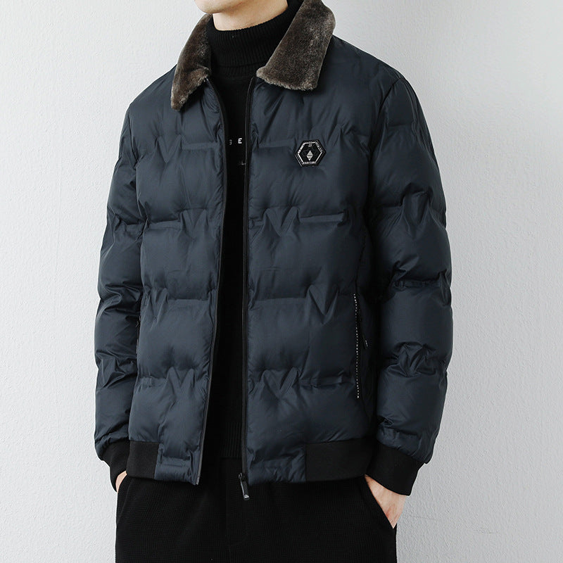 Herren Modische Steppjacke mit Kunstfellkragen Nord Taschen