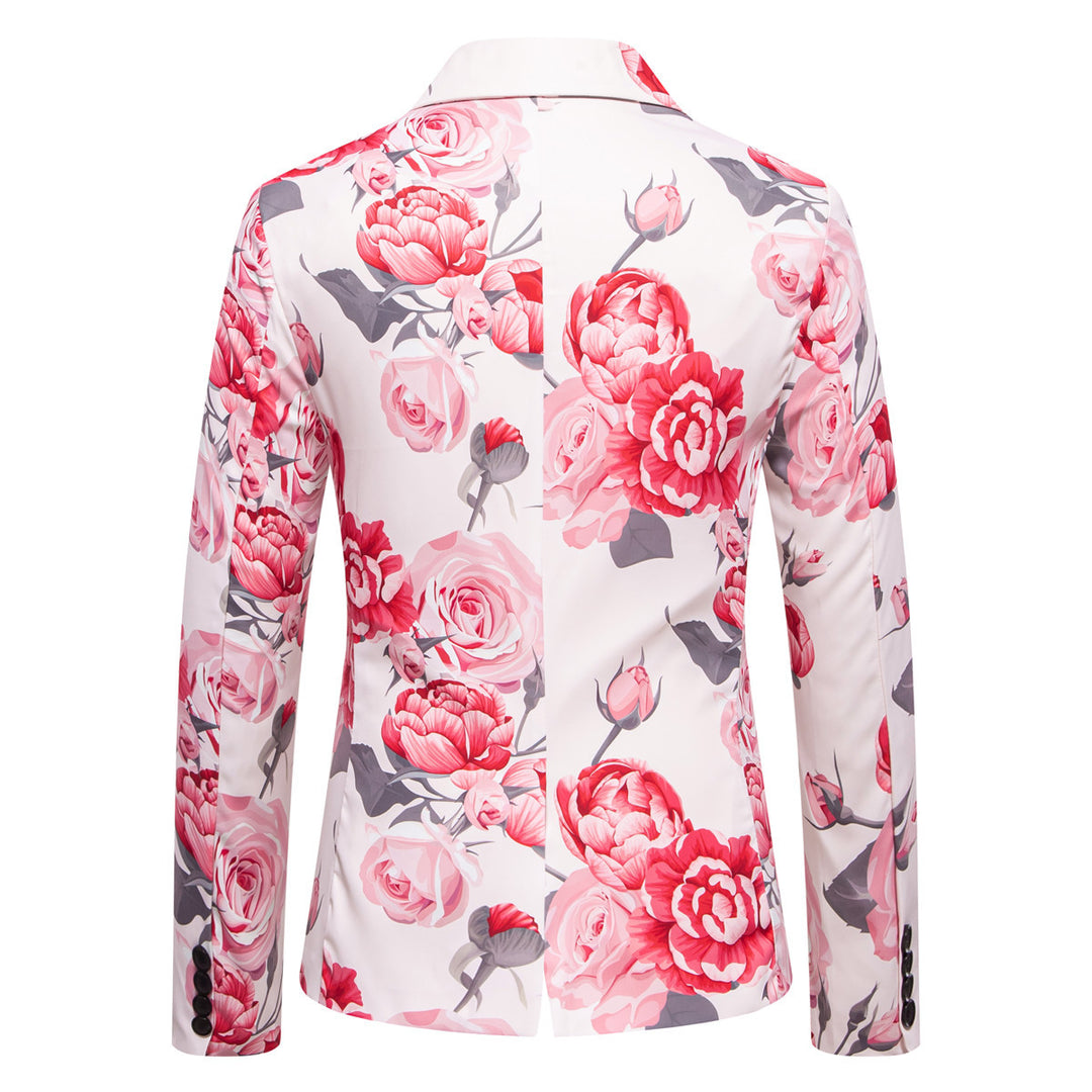 Herren Slim-Fit Sakko mit ganzflächigem Blumenprint und schmalem Revers Nord Taschen