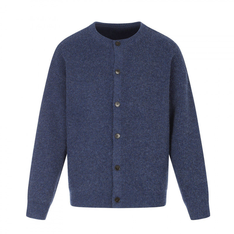 Unisex Boxy-Strickjacke mit Rundhalsausschnitt, durchgehender Knopfleiste und feiner Waffelstruktur Nord Taschen